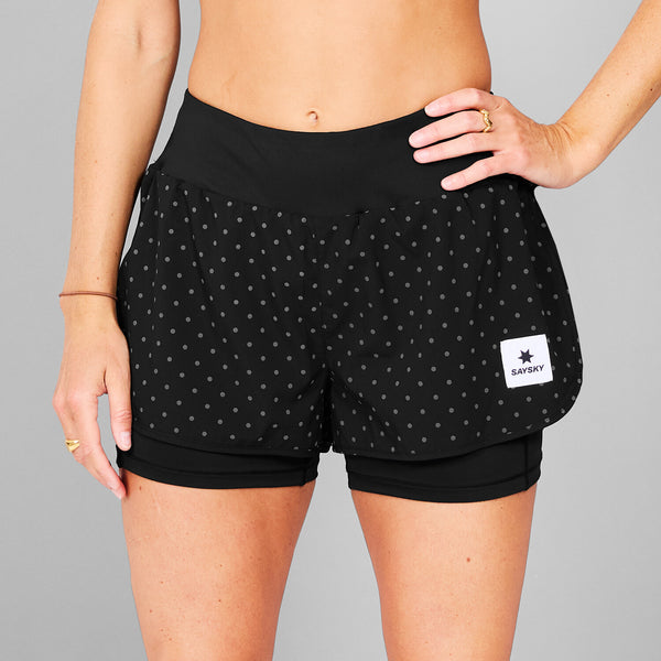 Saysky Reflective Polka 2 In 1 Pace Shorts 3" Black Reflective Polka 1018 MWRSH01C1018
