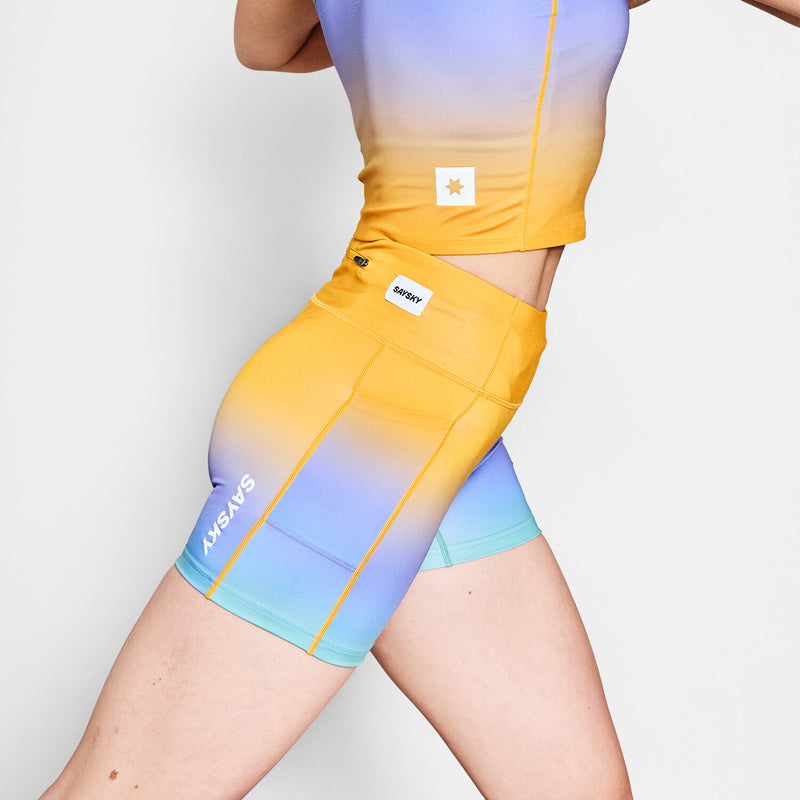 Saysky Drip Dye Combat+ Short Tights 4" Purple/Green/Yellow Drip Dye 1033 NWRST31C1033