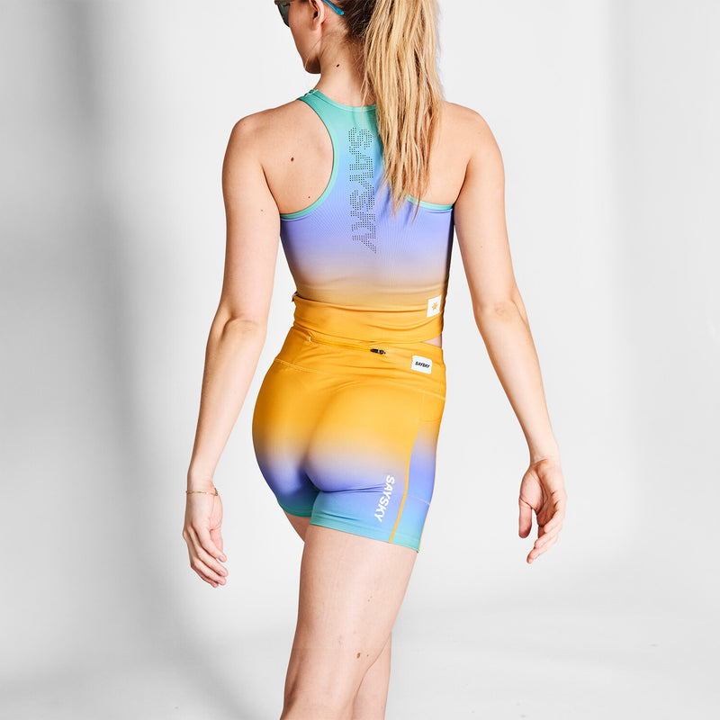 Saysky Drip Dye Combat+ Short Tights 4" Purple/Green/Yellow Drip Dye 1033 NWRST31C1033