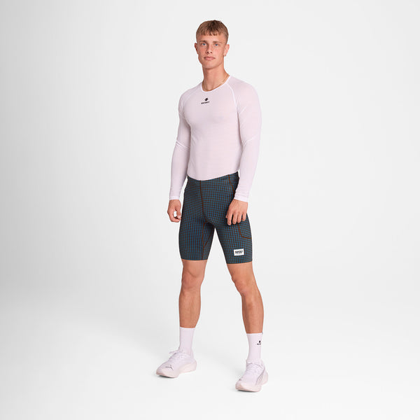 Saysky Houndstooth Combat+ Short Tights 9" Blue Houndstooth 1047 OMRST31C1047