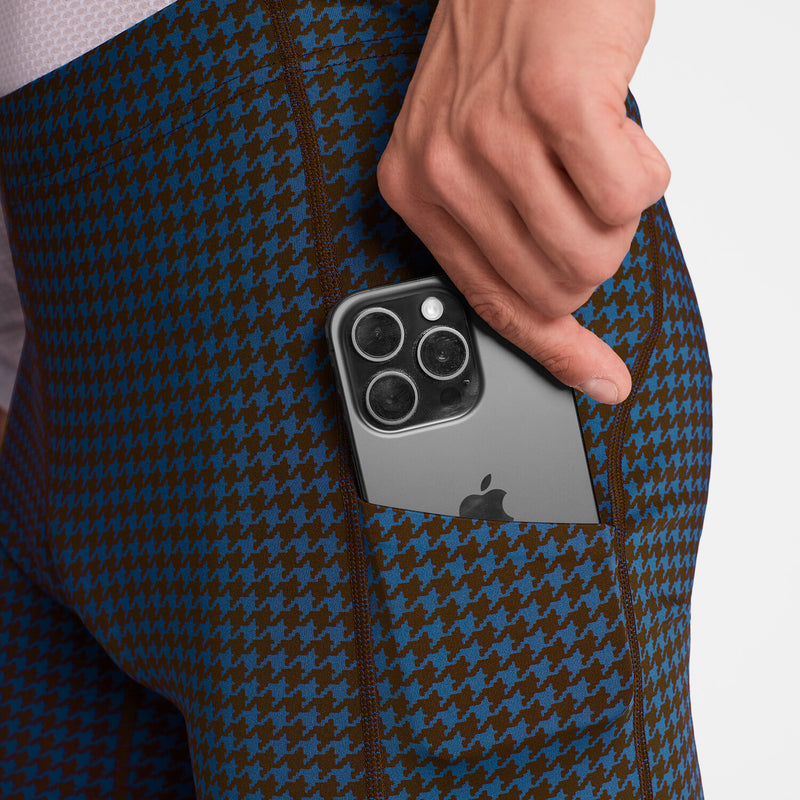 Saysky Houndstooth Combat+ Short Tights 9" Blue Houndstooth 1047 OMRST31C1047