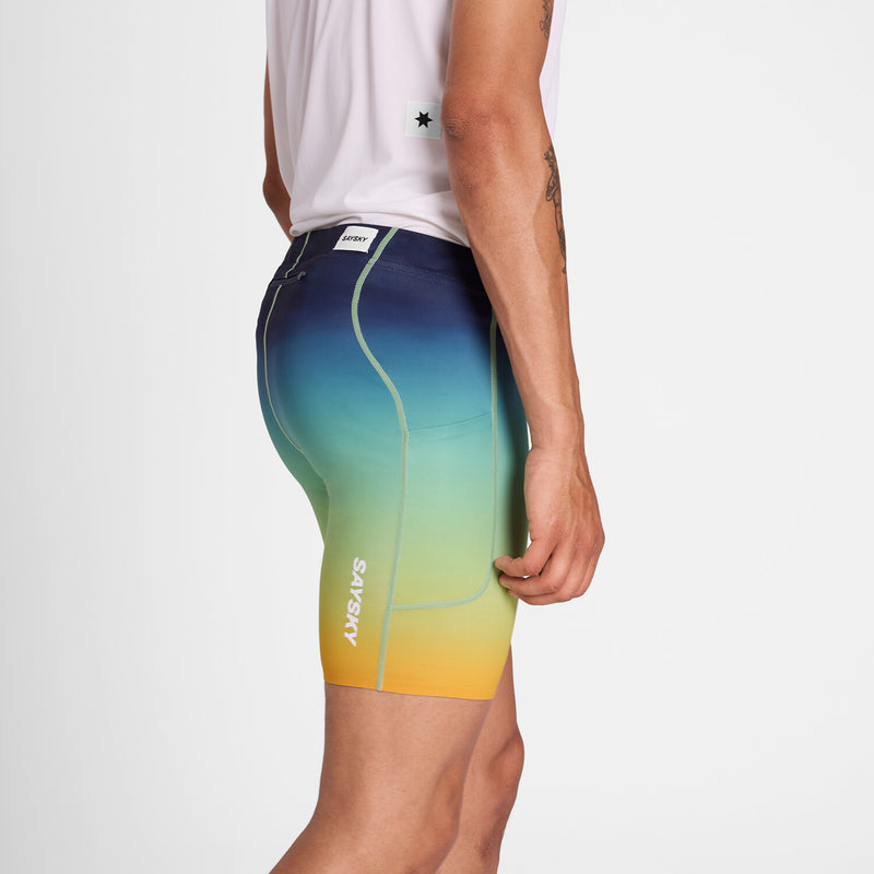 Saysky Drip Dye Combat+ Short Tights 7" Blue/Yellow/Green Drip Dye 1032 NMRST33C1032