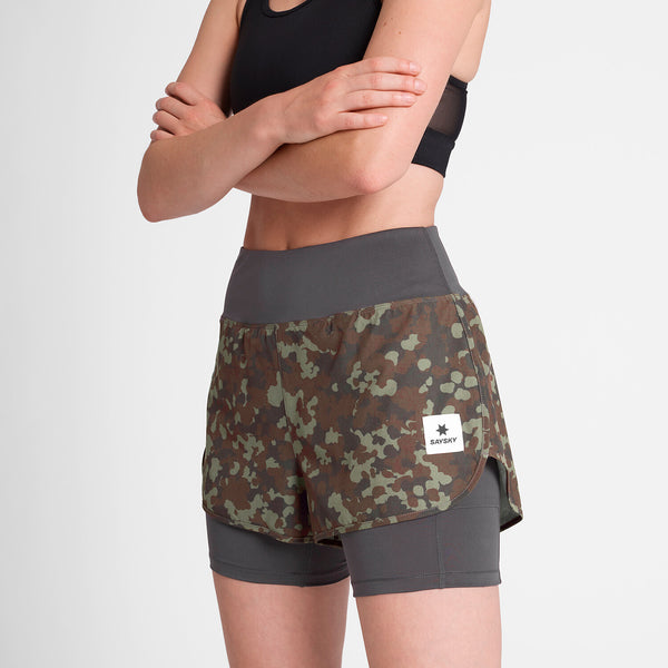 Saysky Camo Pace 2 in 1 Shorts 3" Brown Camo 1048 OWRSH23C1048