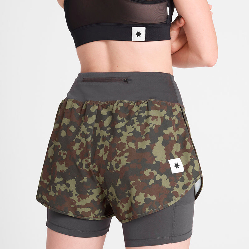 Saysky Camo Pace 2 in 1 Shorts 3" Brown Camo 1048 OWRSH23C1048