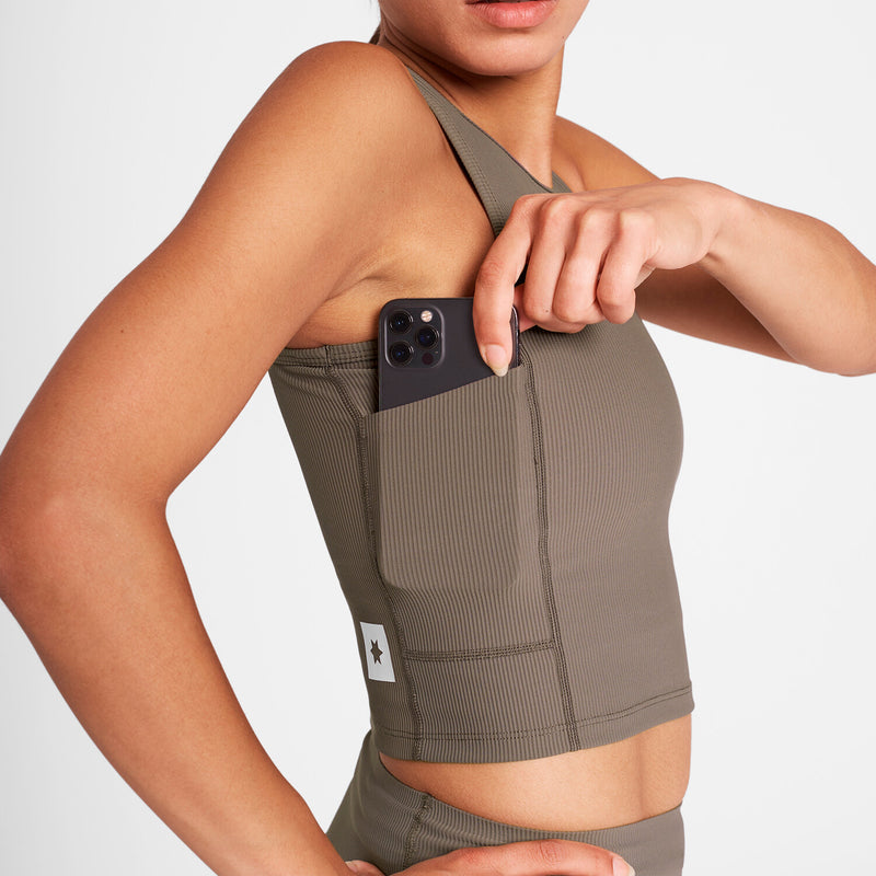 Saysky Combat Rib Crop Top Taupe 714 OWRSB32C714