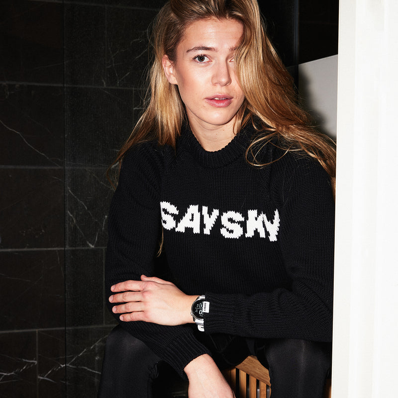 SAYSKY Logo Knitted Crew Neck SWEATSHIRTS 901 - BLACK