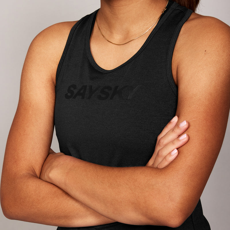 SAYSKY Logo Pace Top SINGLETS 9001 - BLACK