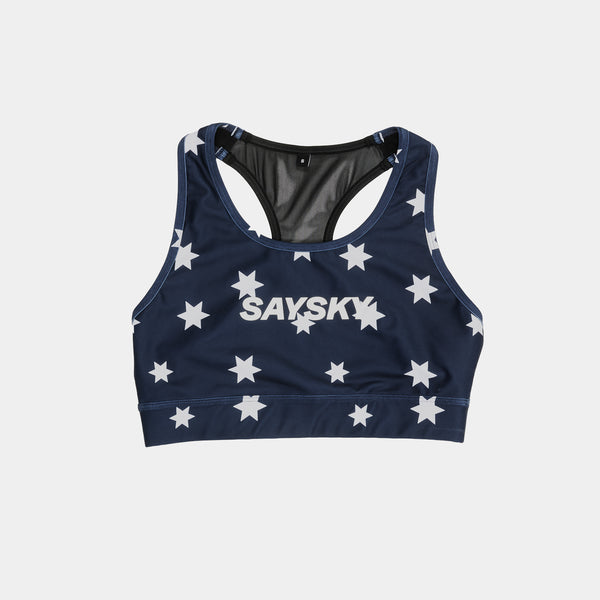 SAYSKY Star Combat Sports Bra SPORTS BRA 1028 - BLUE/WHITE AOP