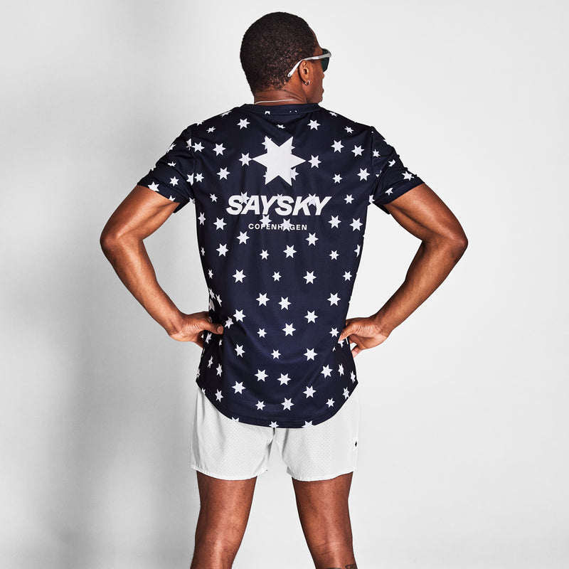 SAYSKY Star Combat T-Shirt T-SHIRTS 1028 - BLUE/WHITE AOP