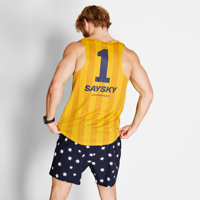 SAYSKY Stripe Combat Singlet SINGLETS 008 - YELLOW AOP