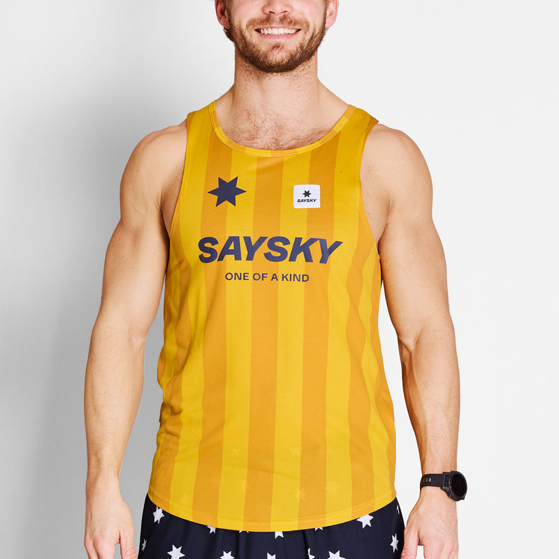 SAYSKY Stripe Combat Singlet SINGLETS 008 - YELLOW AOP