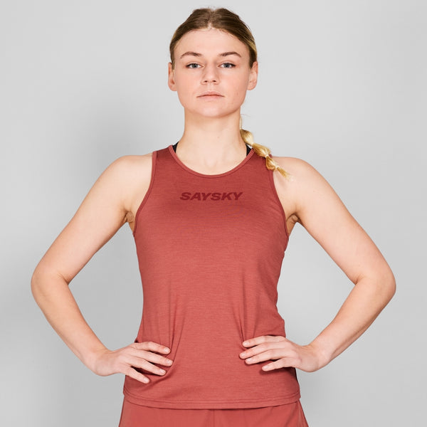 SAYSKY W Logo Pace Top SINGLETS 5006 - RED MELANGE